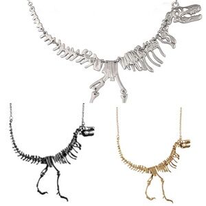 Lot of 3 Dinosaur Necklaces - Gold, Black and Silver